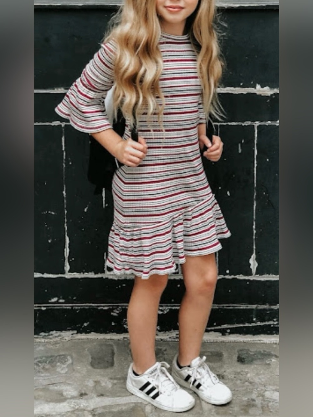 Habitual Kid Girls’ Sz 7/8 Striped Blair Ruffle Dress